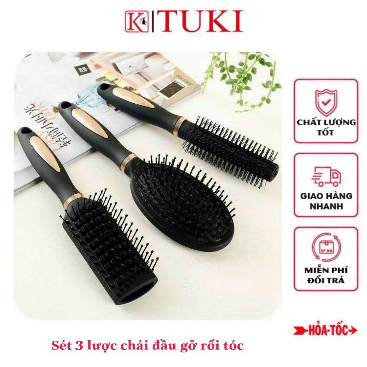Bộ 3 lược chải đầu gỡ rối tóc, chống tĩnh điện