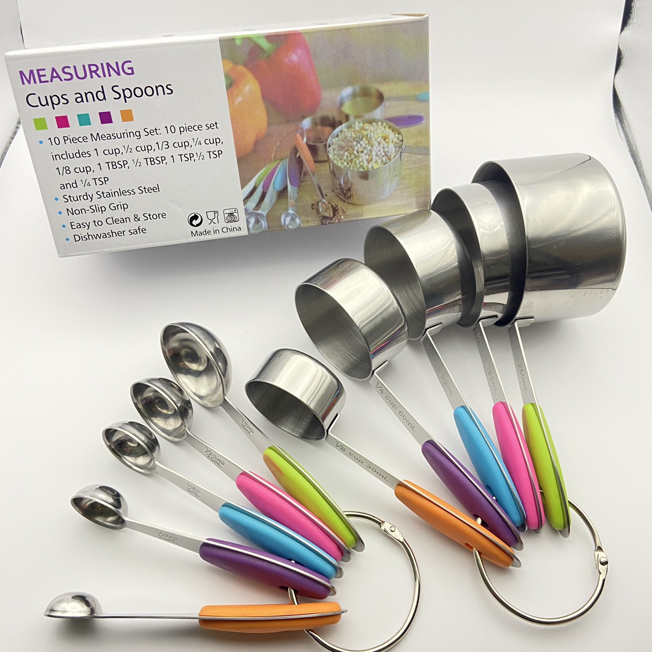 Bộ 10 muỗng đo lường inox cao cấp tsp/cup