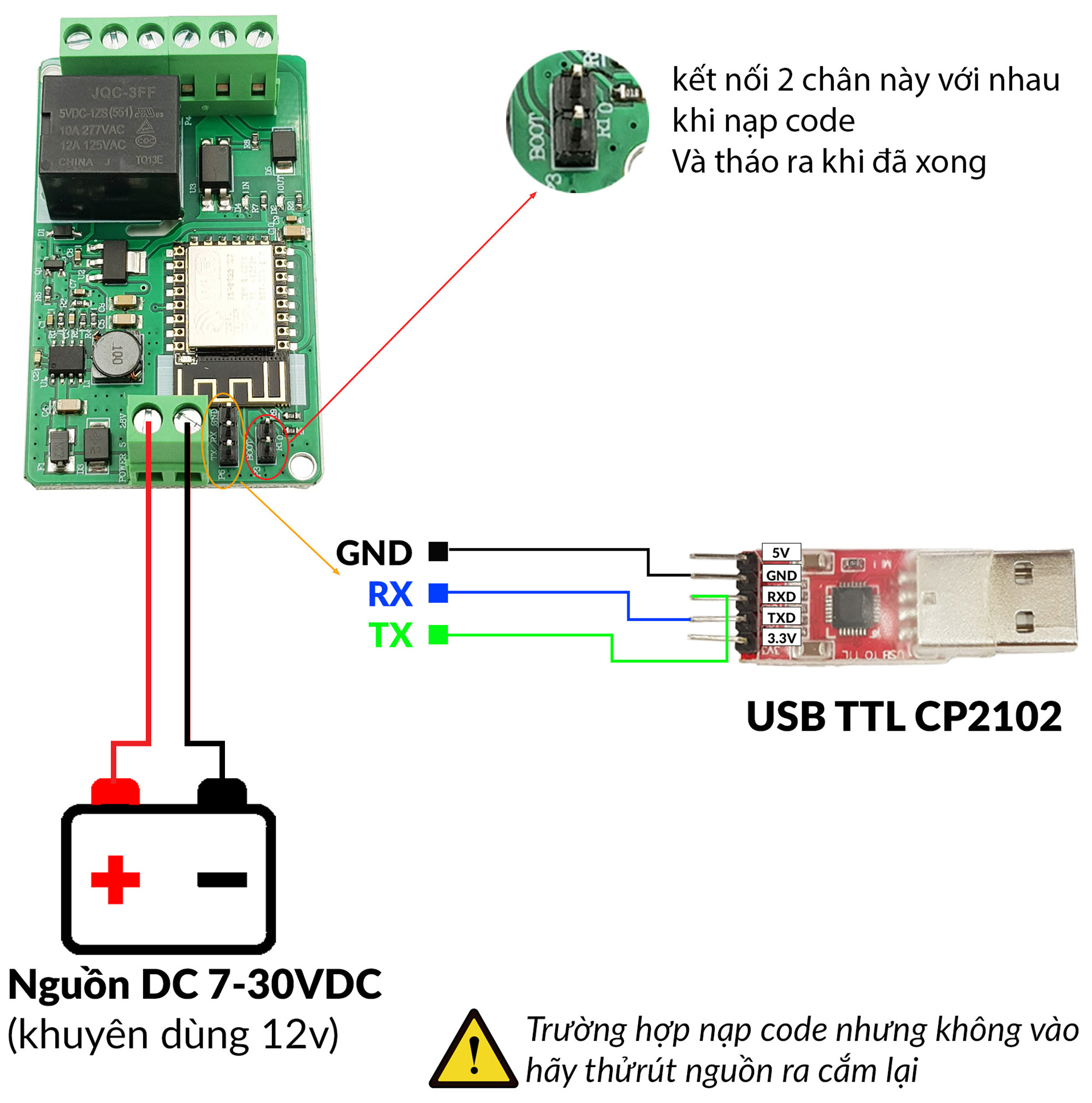 Mạch điều khiển wifi relay ESP8266 V12