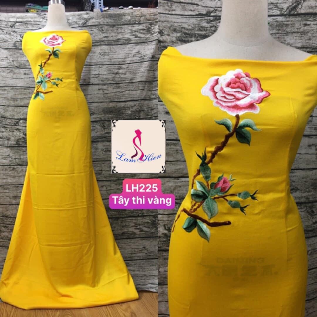 Vải áo dài lụa tây thi bông thêu LH225