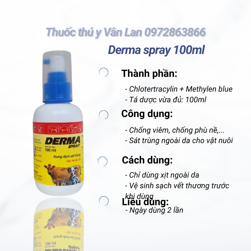 Derma spray (100ml) dung dịch sát trùng cho vật nuôi