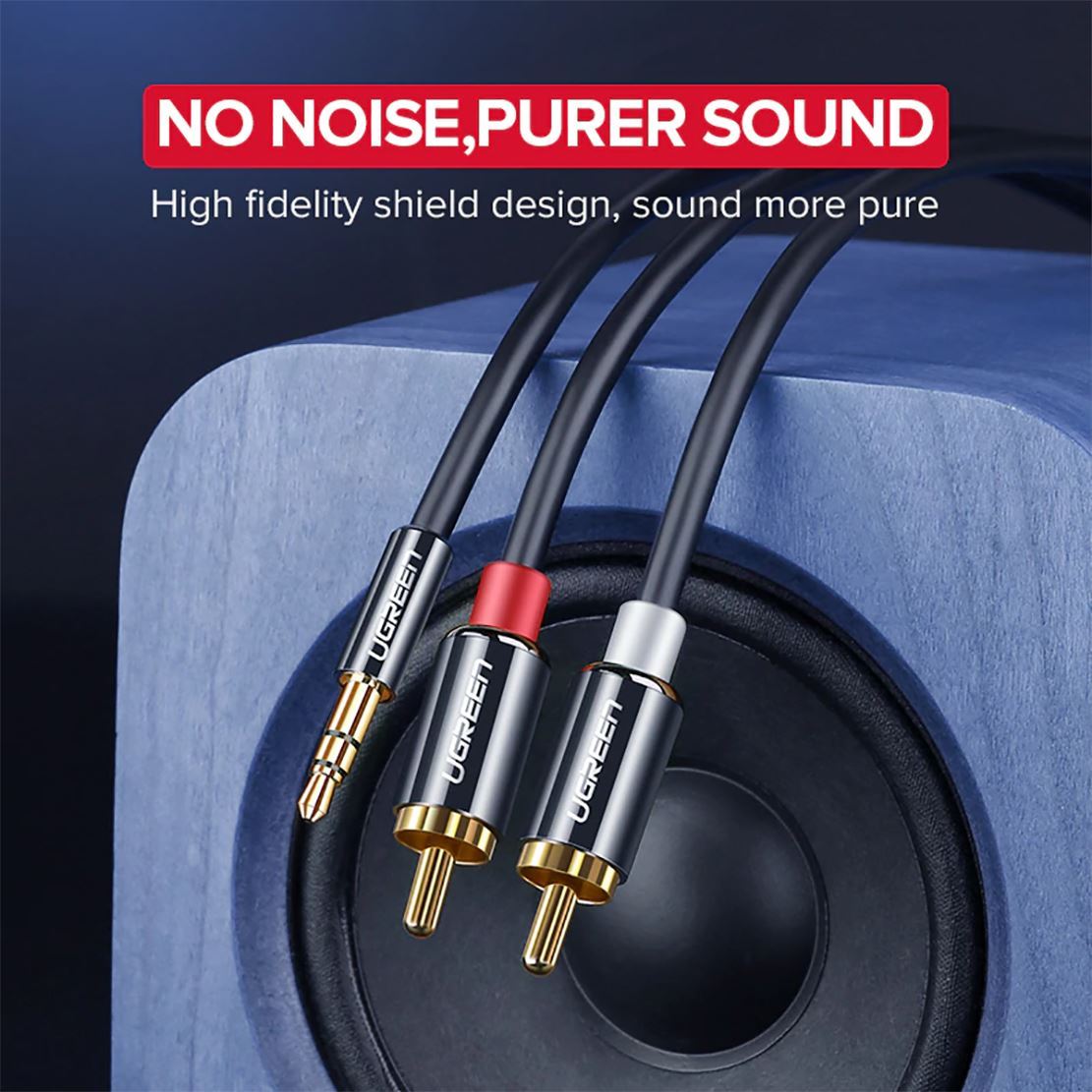 [HCM]Cáp Audio 3.5mm ra 2RCA Cao Cấp UGREEN AV116