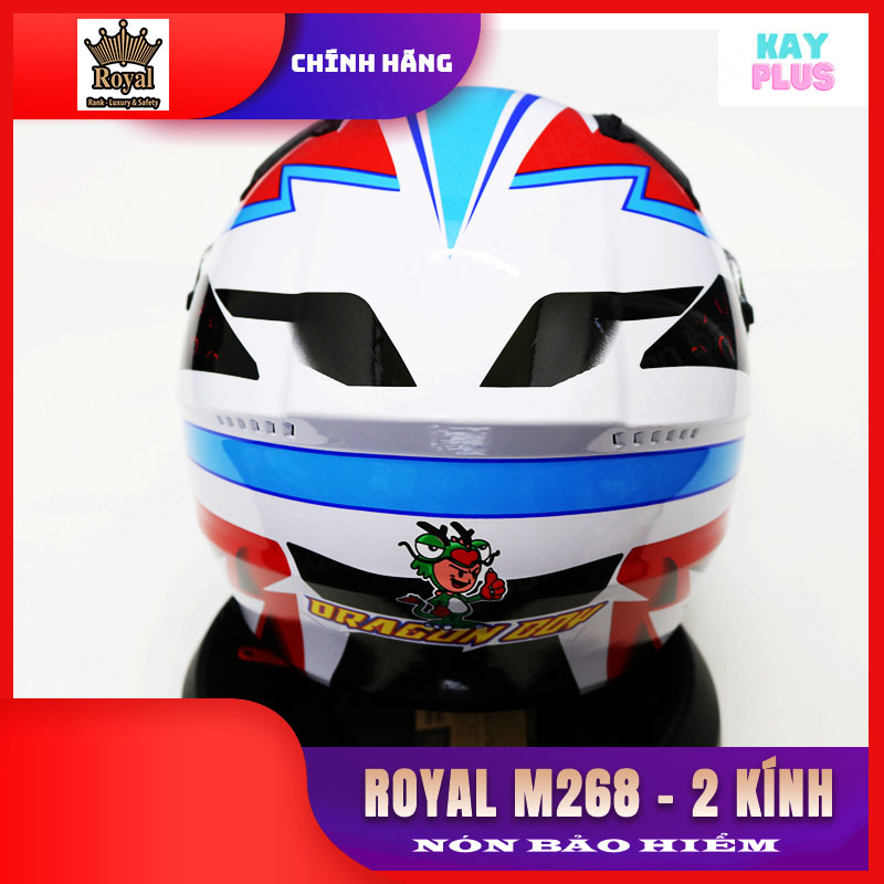 Mũ, nón bảo hiểm 3/4 2 kính - Royal M268