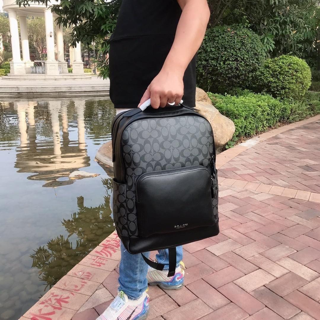 Original F38755 Coach Graham Backpack In Signature Canvas Black