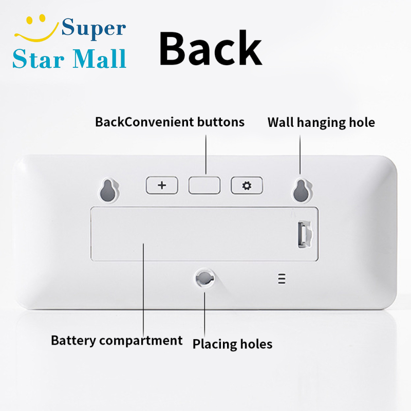 Digital Alarm Clock LCD Display Multifunctional Temperature Humidity Alarm Clock Ultra Thin Electronic Clock