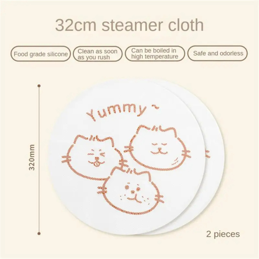 Silicone Steamer Non-Stick Pad Dumplings Mat Reusable Steam Buns Kitchen Baking Pastry Dim Sum Mesh Cooking Steaming Cloth