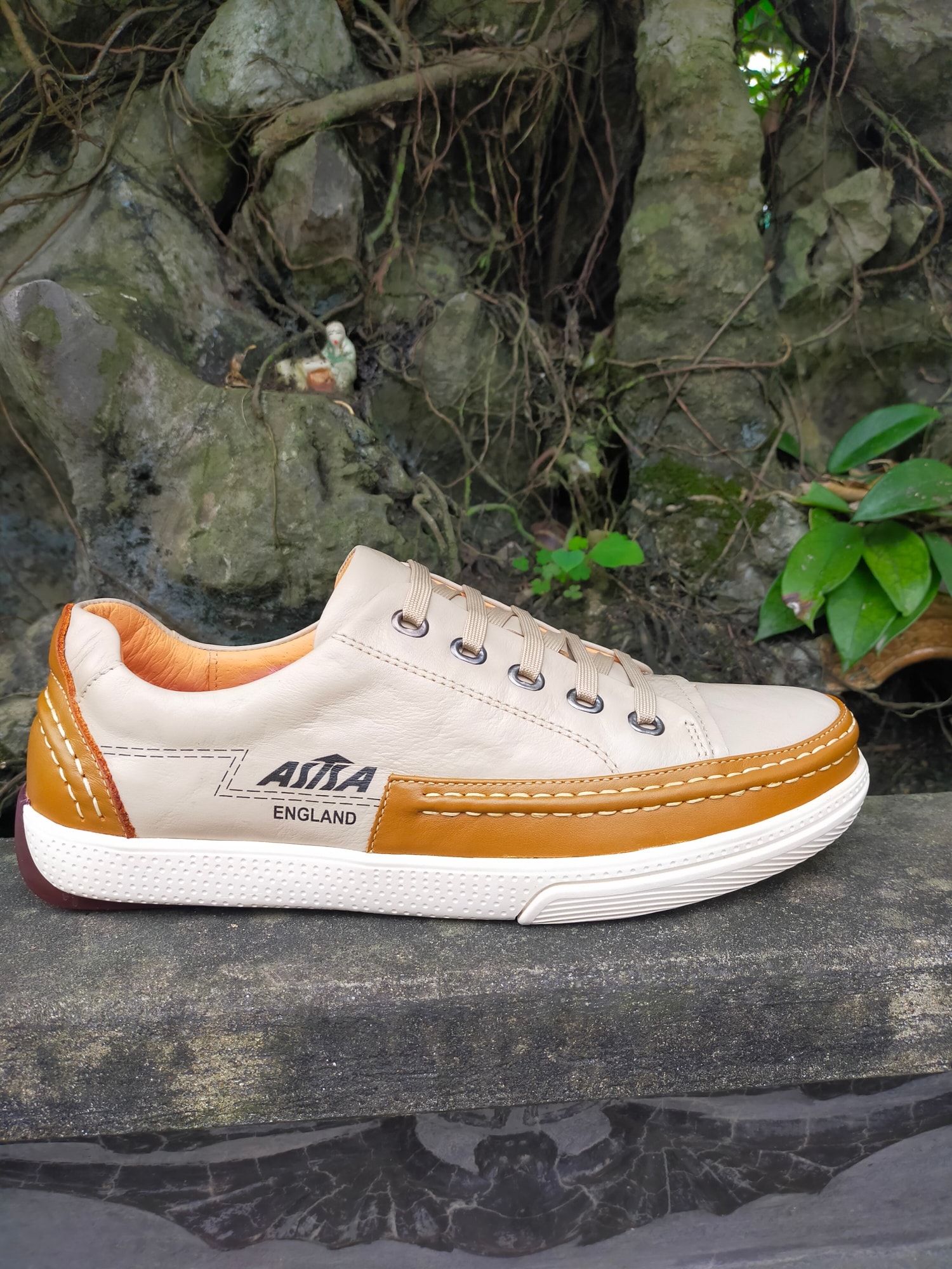 giầy asisa da bò thật mã MV-181 màu sữa
