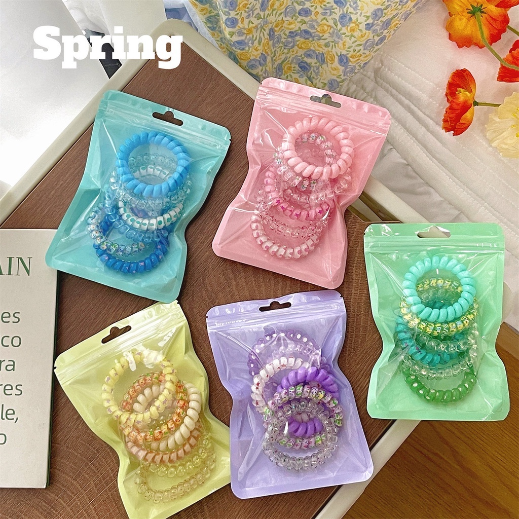 Set 6 dây cột tóc lò xo nhiều màu sắc dễ thương
