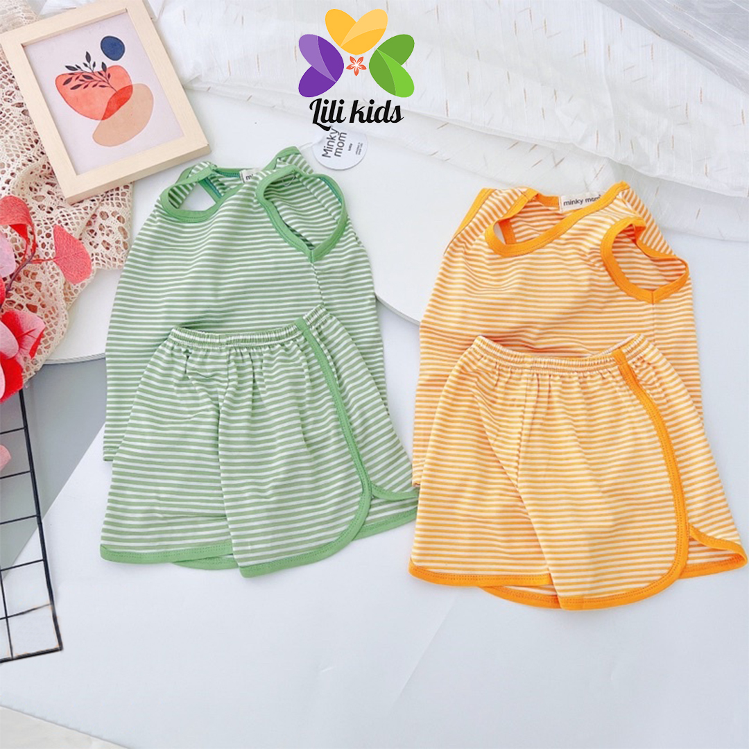 Bộ ba lỗ bé trai bé gái LILI.KIDS vải thun lạnh kẻ nhiều màu bộ quần áo cho bé 3 lỗ mặc hè thoáng mát BBL05