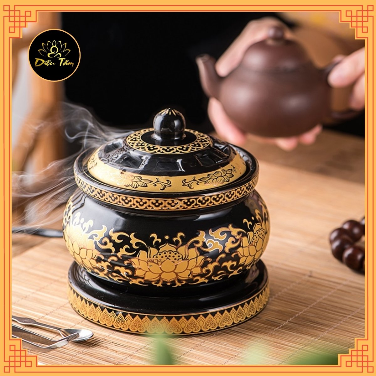 Lư điện gốm xông trầm có hẹn giờ lư xông trầm hương thay thác khói trầm hương
