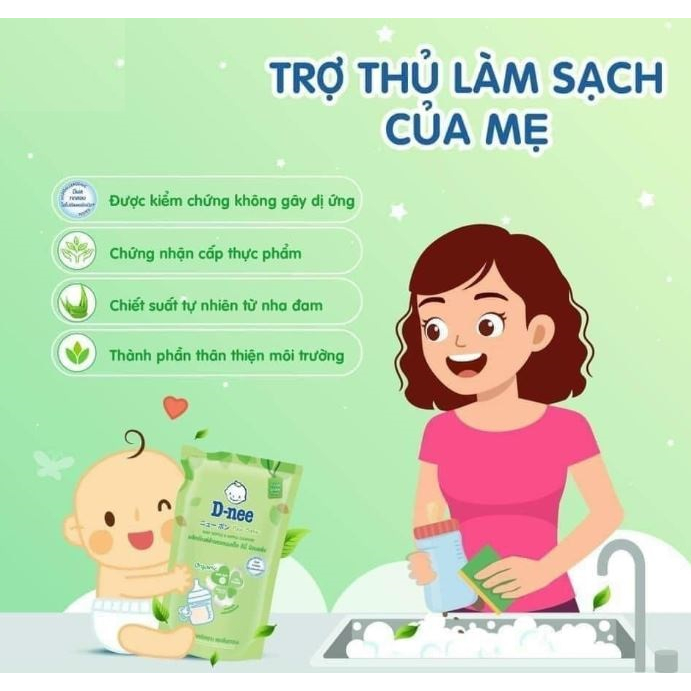 Nước rửa bình sữa Dnee 500ml (Chính hãng có tem Công ty Đại Thịnh)