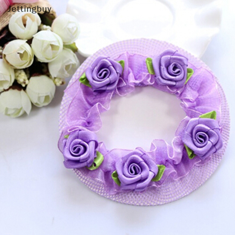 Flash Sale Cute flower girl bun mesh for hair for baby bun net bun cover accessories