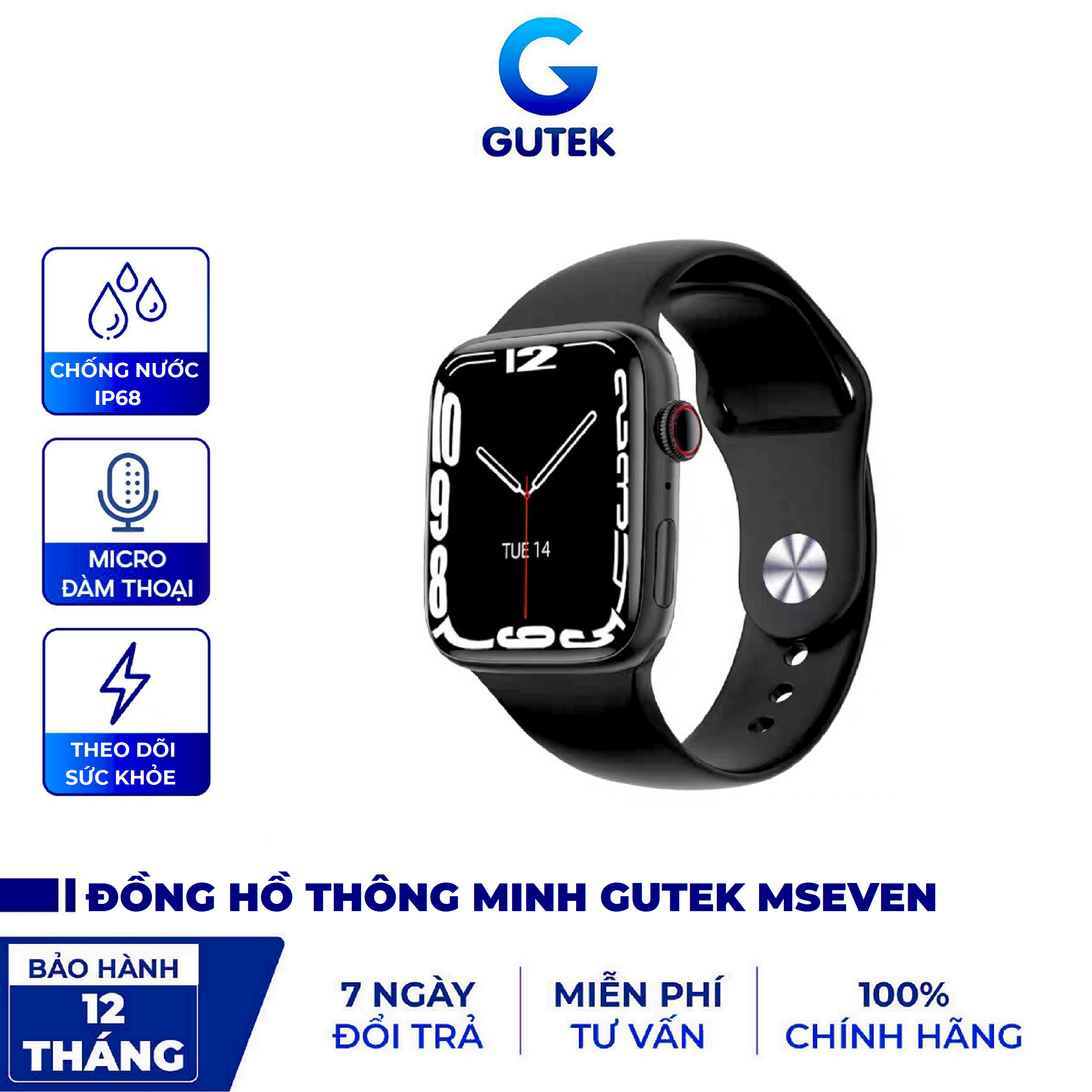 Đồng hồ thông minh Smart Watch Gutek Mseven cảm ứng điện tử chống nước thumbnail