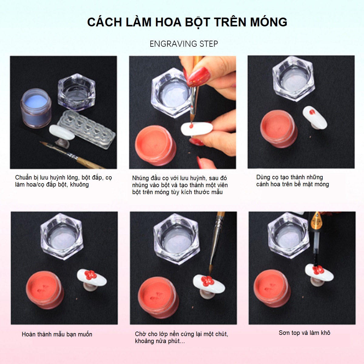 Set 24 Màu Bột Đắp Móng & Bột Làm Hoa