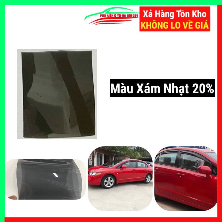 Tấm phim dán kính chống nắng cách nhiệt cửa xe ô tô, cửa nhà, văn phòng 100x152cm màu xám nhạt 20%