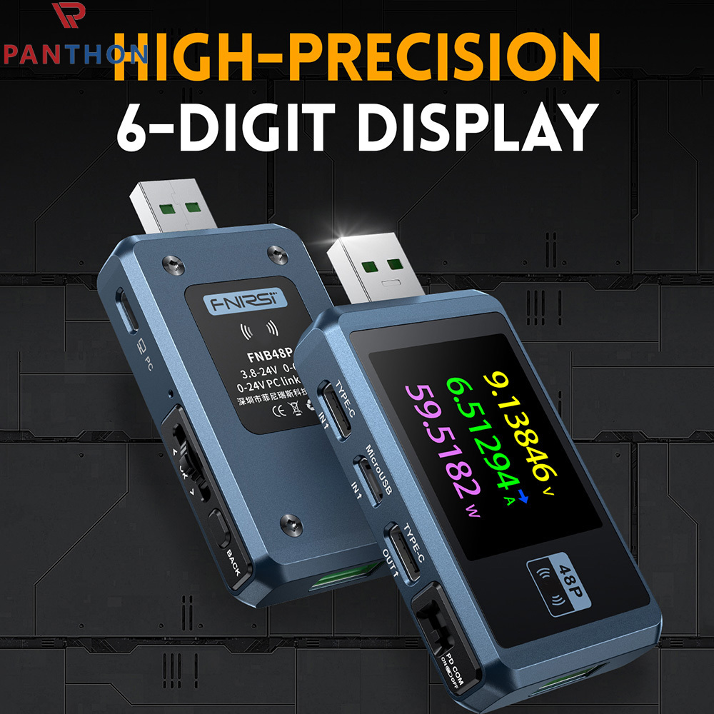 【💕Ready Stock🎉】PANTHON FNIRSI-FNB48P USB Mobile DC Charger Tester USB Voltage Meter and Current Tester LCD Display Power Tester Multimeter Ammeter Voltmeter