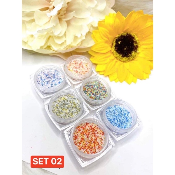 Set 6 ô nhũ dạ, nhũ rắc kẻ dạ móng