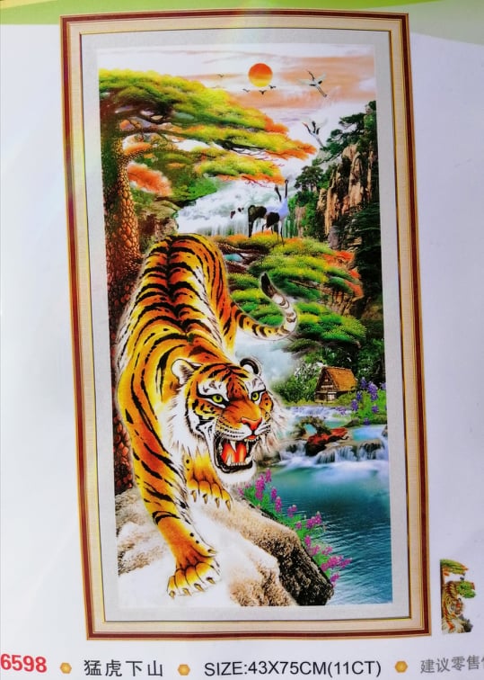 Tranh thêu chữ thập 1 con hổ dv6598