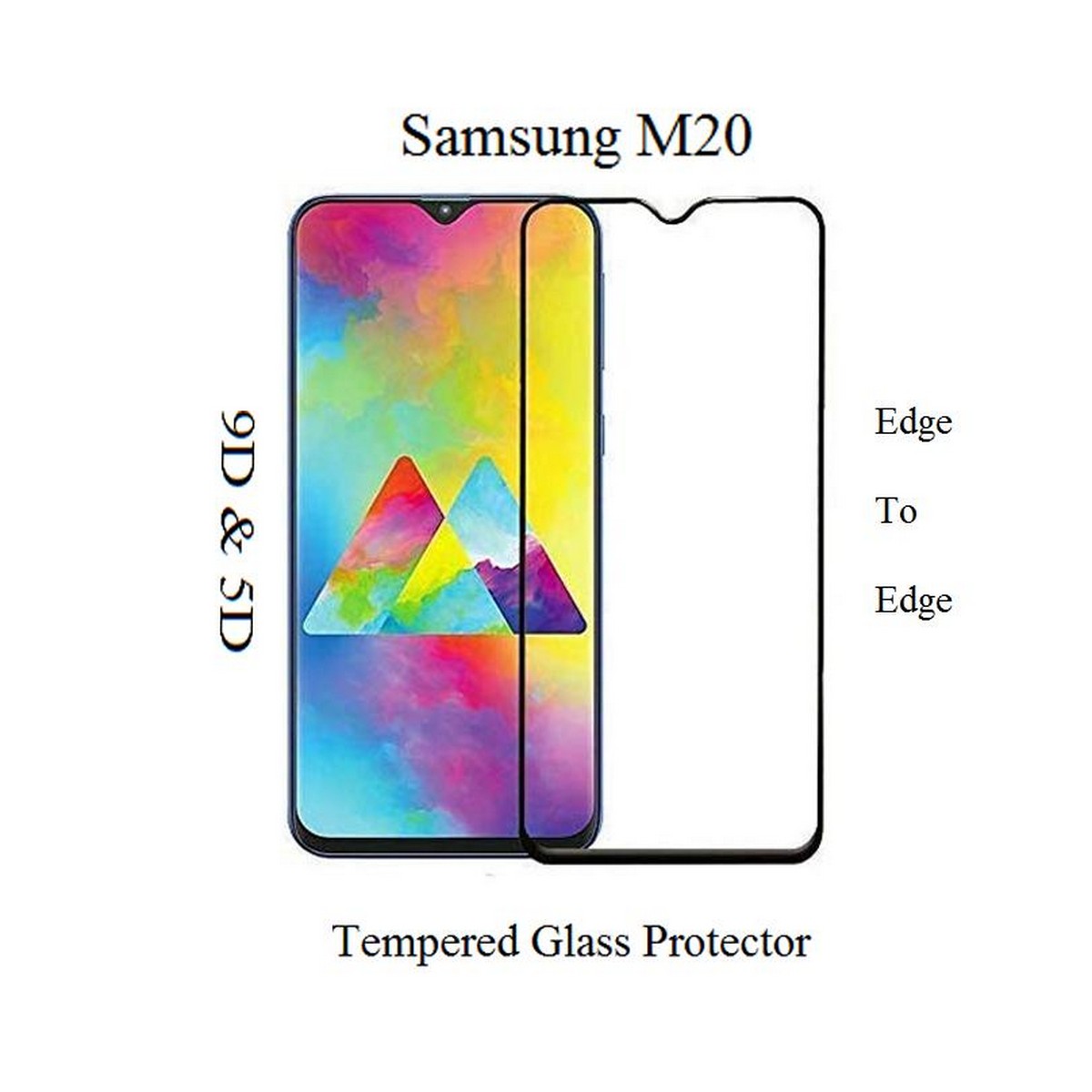 Samsung Galaxy M20 Full Black 9D5D6D10D11D21D Tempered Glass Screen Protector Full Glue Edge To Edge For Samsung Galaxy M20 -2Pcs