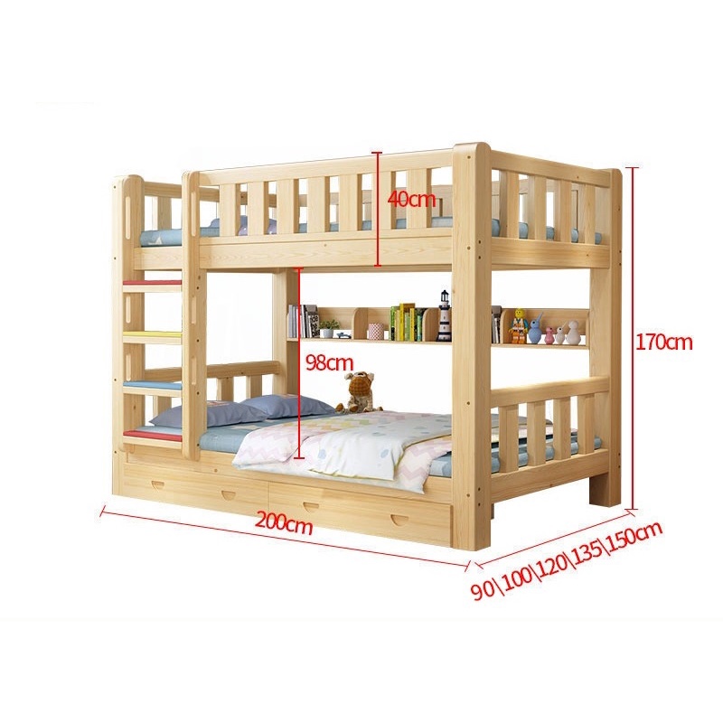 Double Decker Kids Solid Wood Bunk Bed Room Loft Bed Kids Bunk Bed With ...