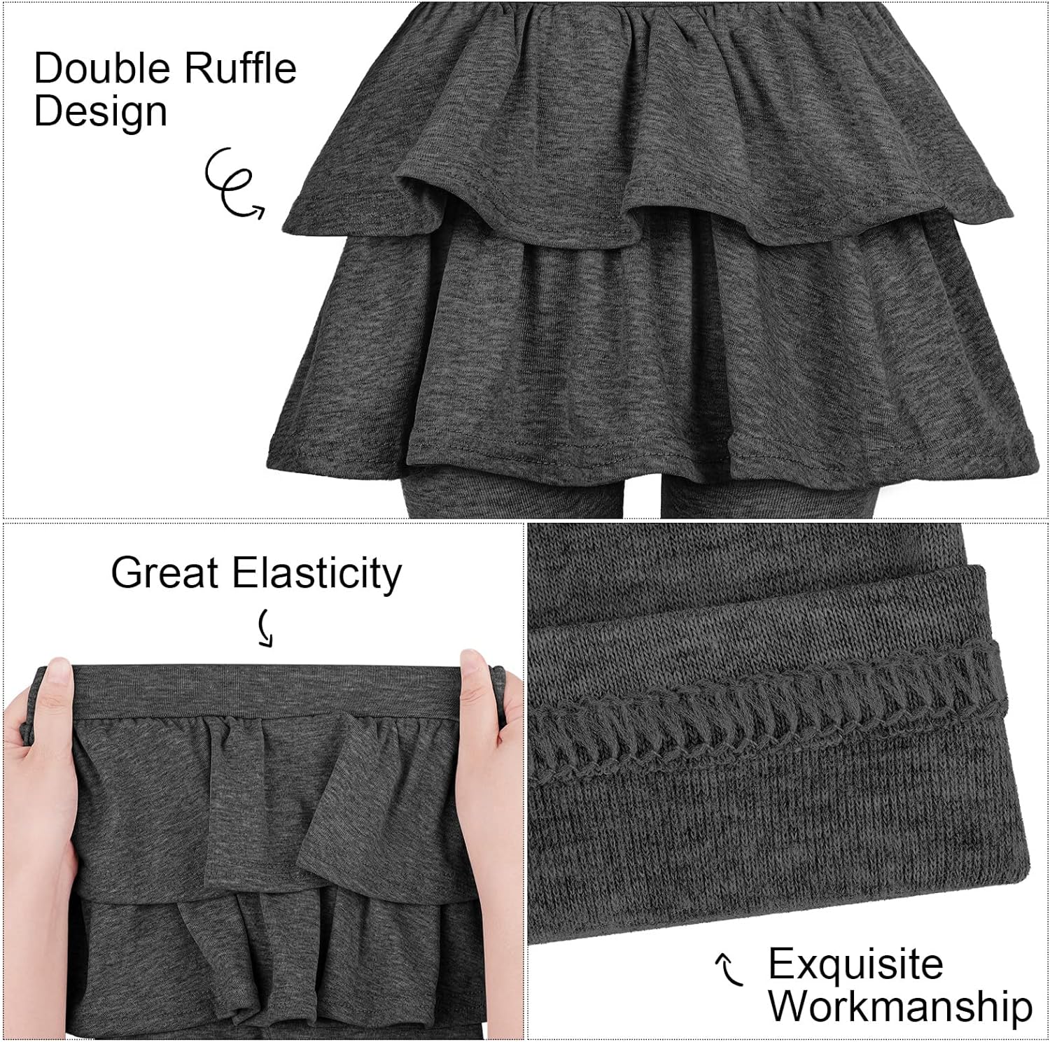  Resinta 2 Pack Girls' Leggings with Skirt Cotton Tutu