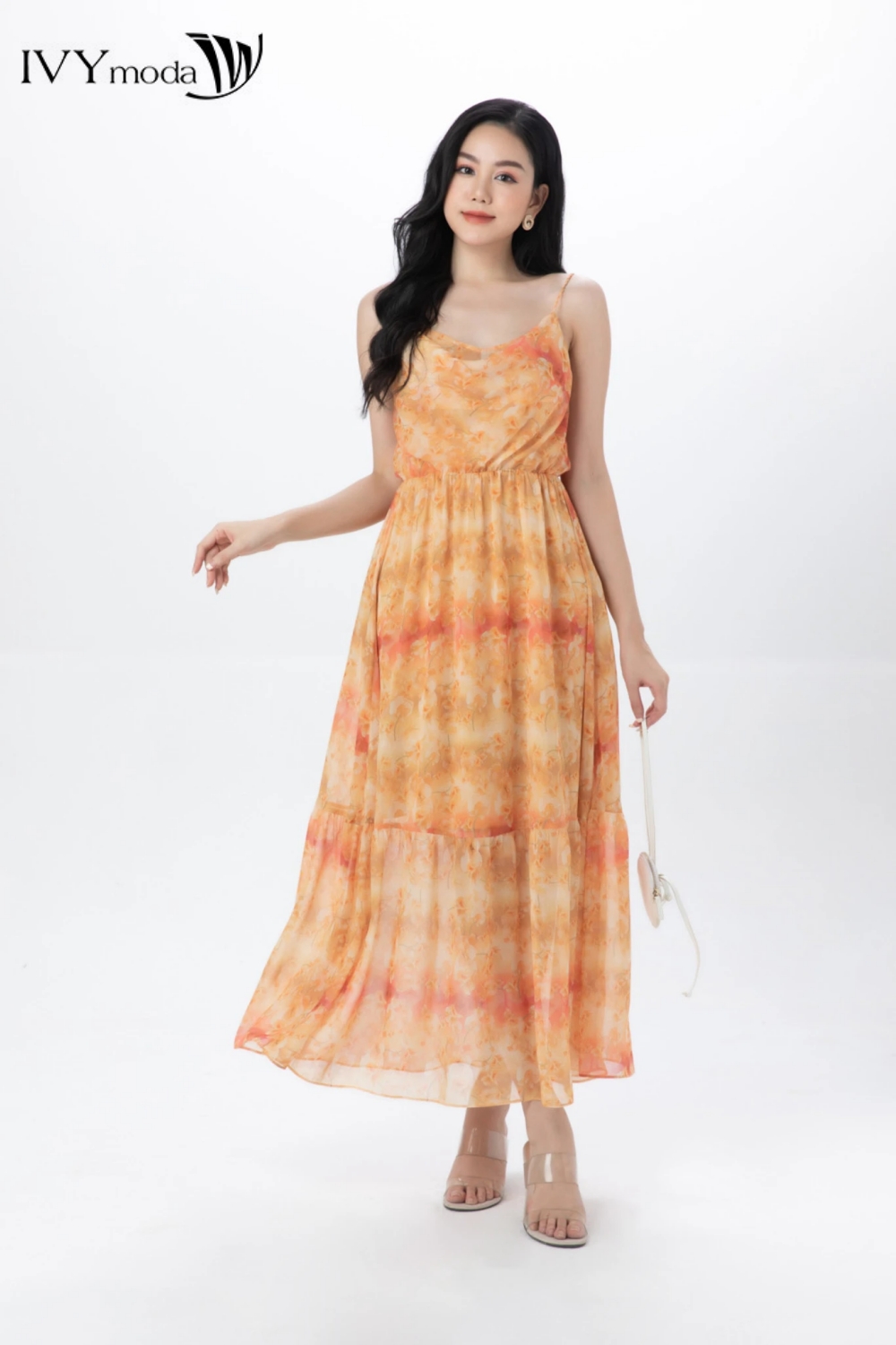 Đầm lụa hoa đậu thơm- sweet pea dress ivy moda ms 41b9301