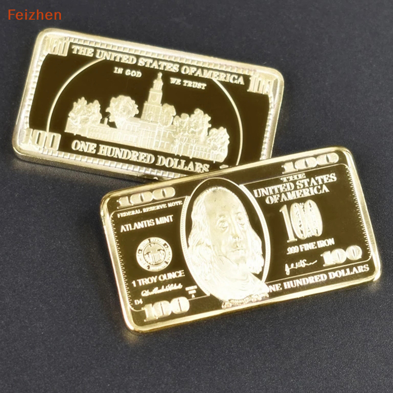 💖feizhen thanh vàng 24k vàng thỏi đô la mỹ 100 đô la mỹ thanh vàng usd kèm gif
