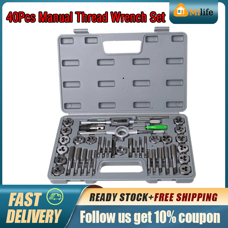 【Original + 24 hours delivery】40Pcs Metric Tap Die Set Hand Threading