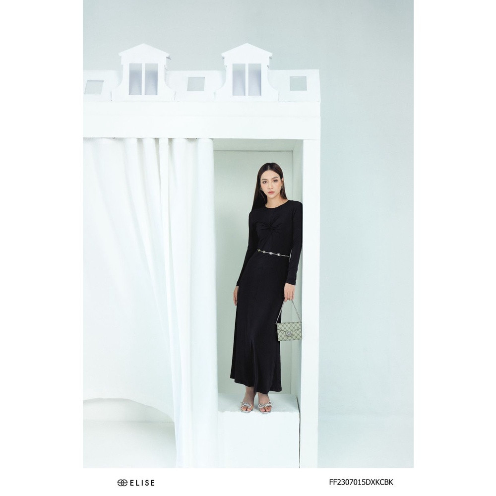 Đầm thun đen xoắn ngực thiết kế elise ff2307015dxkcbk