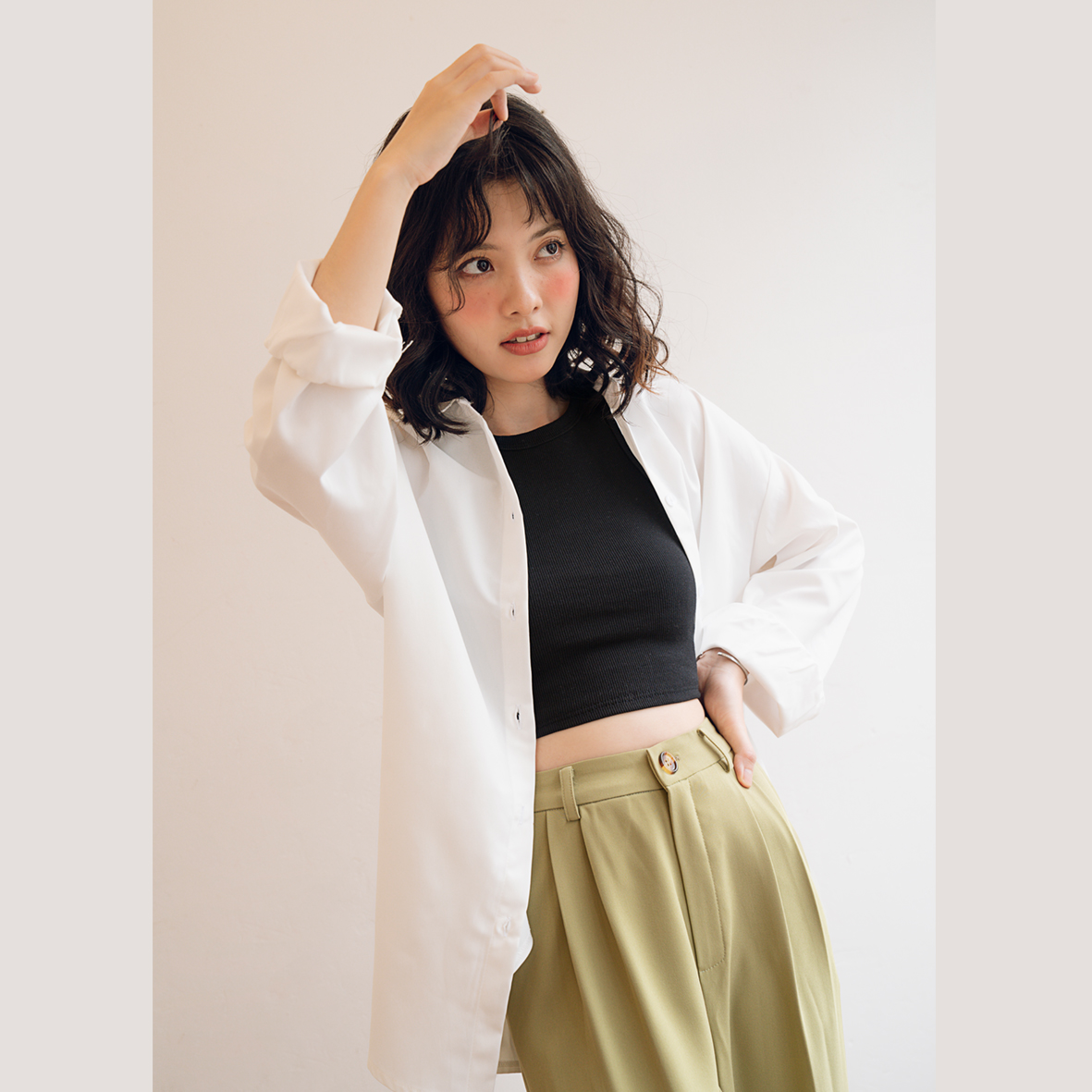 BLEUBIRD Áo sơ mi vải thô dáng rộng Basic Shirt