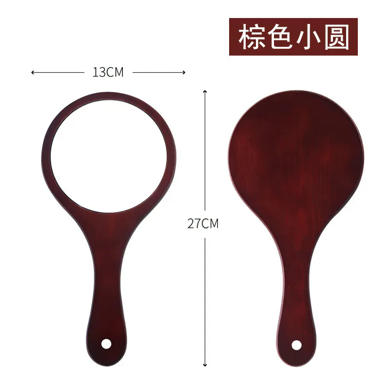 Biểu tượng tùy chỉnh cầm tay bằng gỗ cầm tay mỹ phẩm gương tròn vuông cổ điển tay make up gương cho nhà vẻ đẹp salon spa
