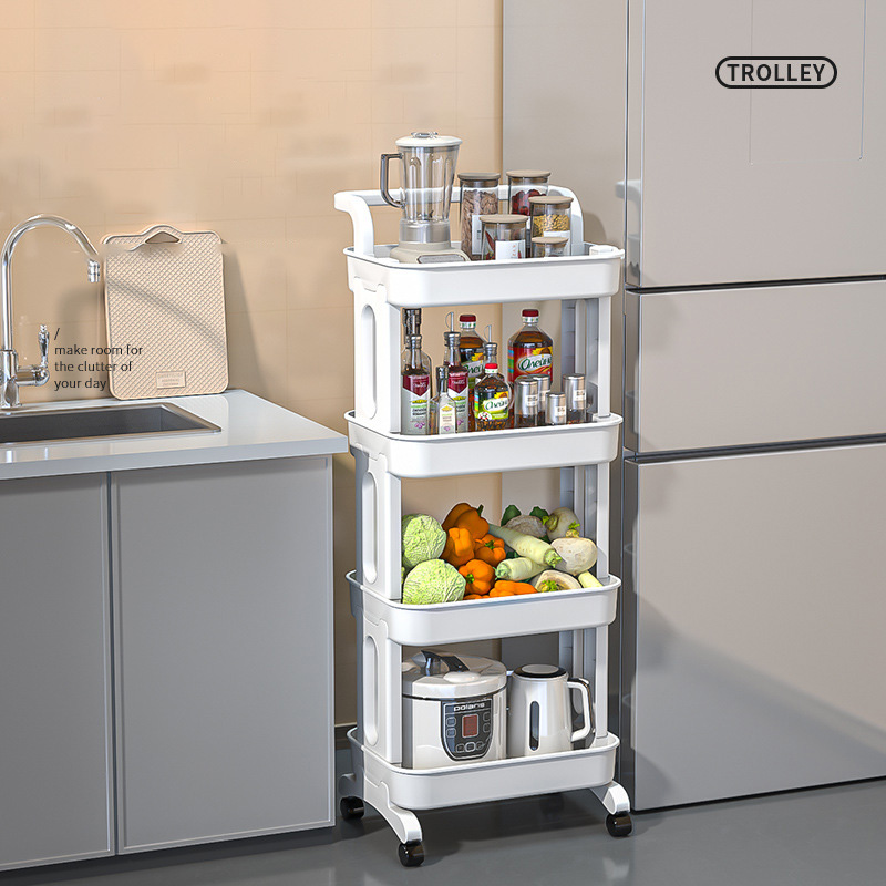 Trolley rotating rack kitchen bathroom mobile snacks bathroom multi-storey bedroom bedside storage storage rack