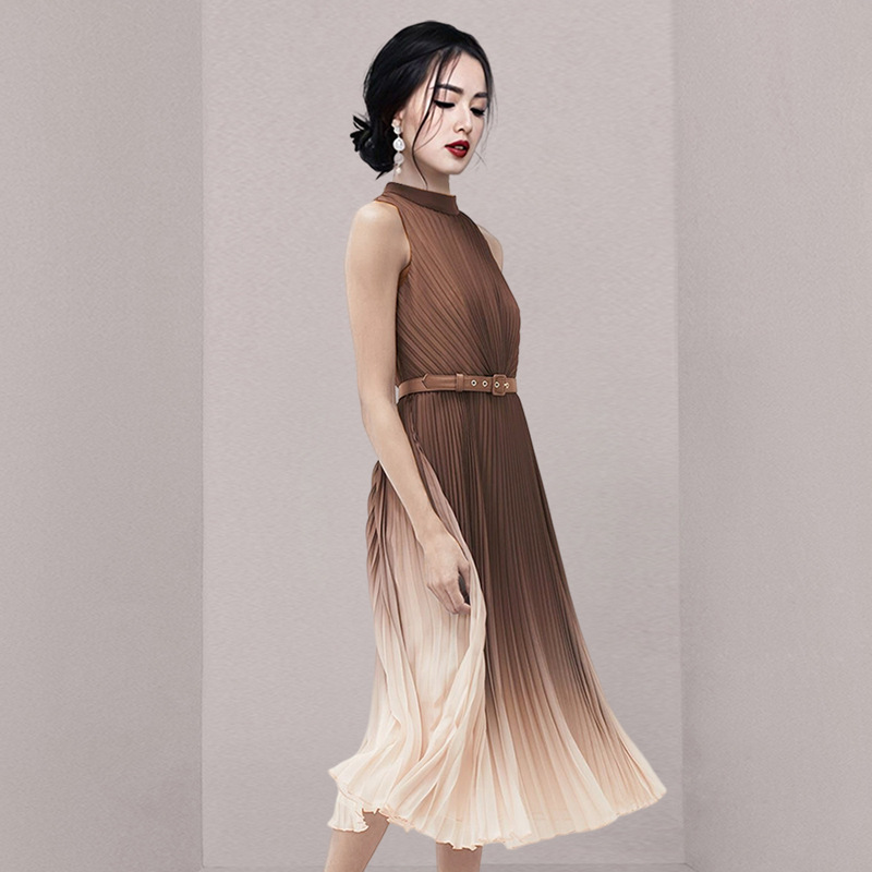 Đầm sang trọng Gradient Mới Xếp Li của phụ nữ
