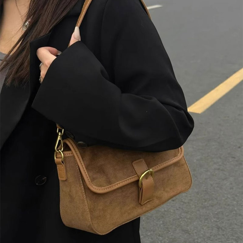 C&K Niche designer retro high-grade texture suede handbag