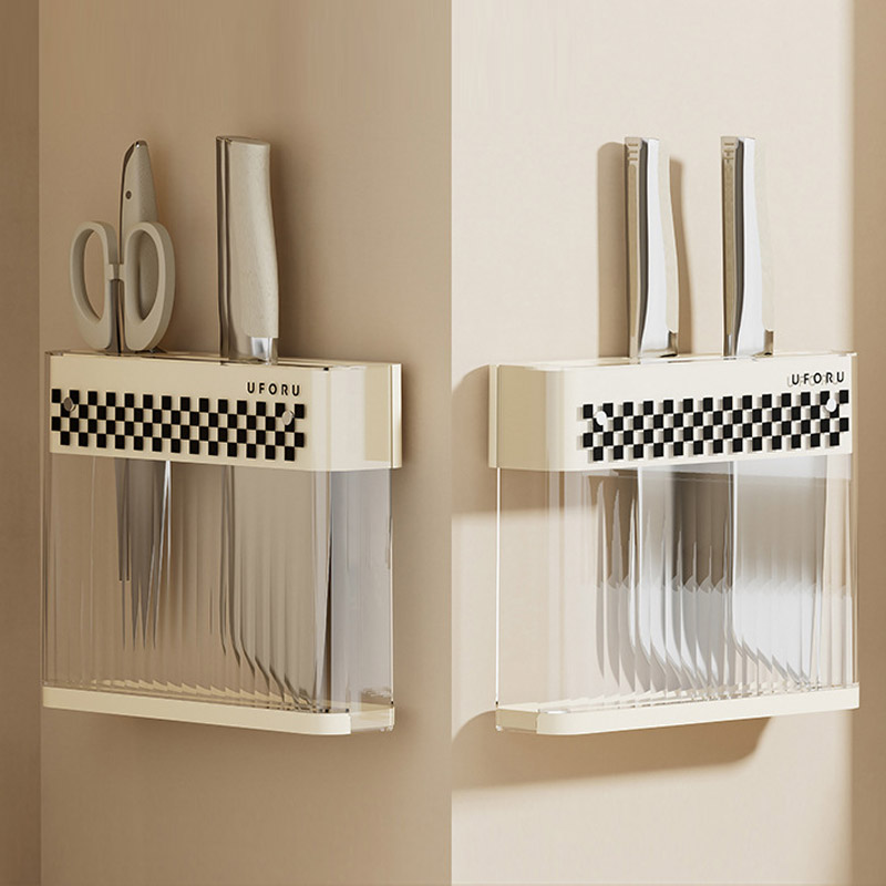 Storage Shelf Tool rack wall-mounted countertop, knife storage rack, kitchen wall-mounted, non-perforated light luxury plastic drainer holder