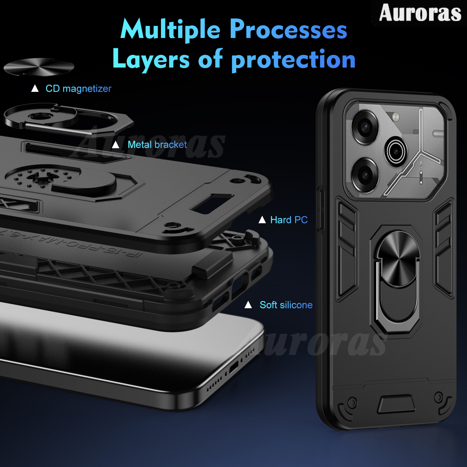 Phone cover For Tecno Pova 6 Pro case Shockproof Armor Stand with Holder Car adsorb Ring case shell For Tecno Pova 6Pro Cases Housing.