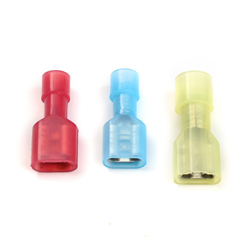 50/100pcs Nylon Brass Spade Terminal Fully Insulated Electrical Wire Connectors Female Male Wiring Cable Plug Tool Set. 