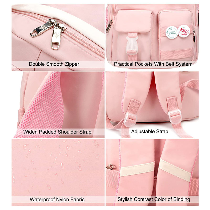 LS Female junior high school student backpack high school student school bag large-capacity backpack college student computer bag