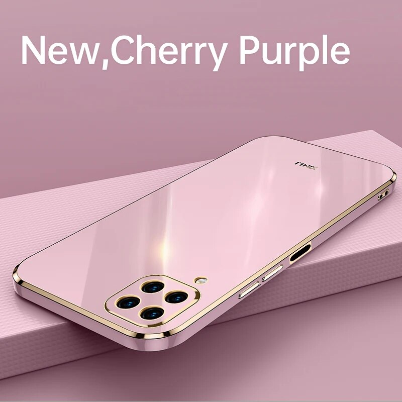 High Quality Plating Silicone Phone Case for Samsung Galaxy M32 4G Coque Straight edge Soft Back Cover. 