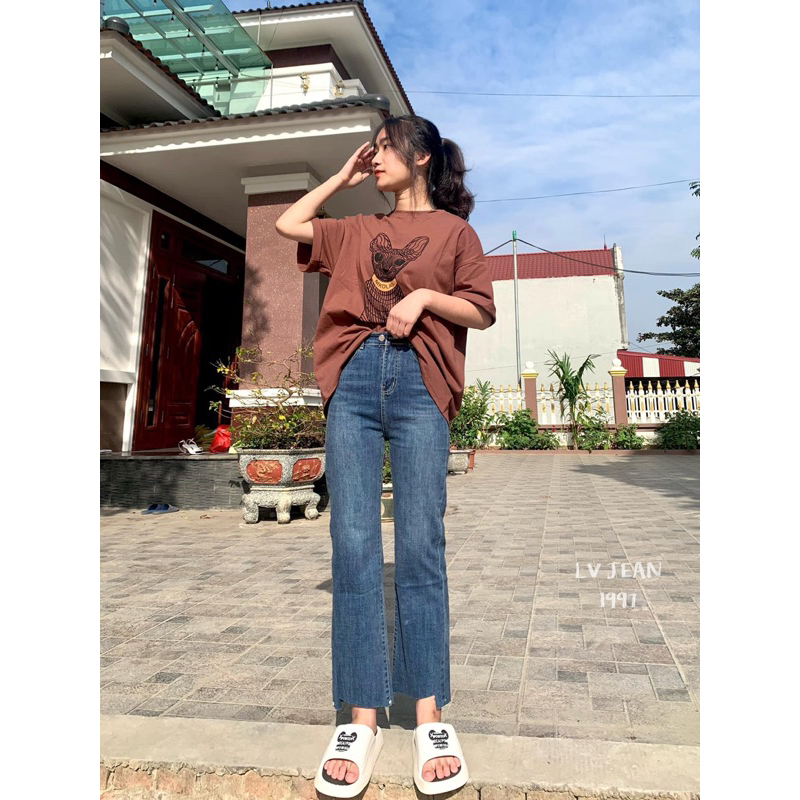KCS⭐Baggy jeans ống đứng co giãn gấu xéo🔉