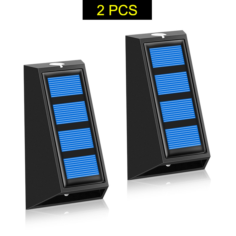 Solar Wall Lights Outdoor Fence Lights LED Waterproof Solar Stair Lights Up and Down 7 Color Changing Exterior Patio Lights 2PCS Wall Light