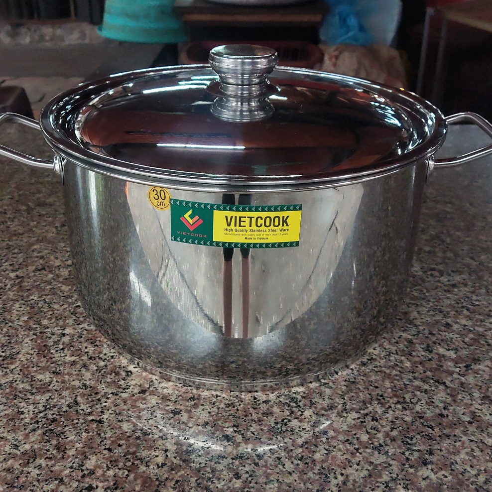 Nồi luộc gà 30cm Vietcook bằng inox cao cấp nấu được bếp từ siêu bền nắp inox sáng bóng