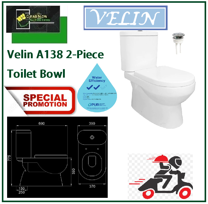 Velin 138 2Piece Toilet Bowl / FREE EXPRESS DELIVERY Lazada Singapore