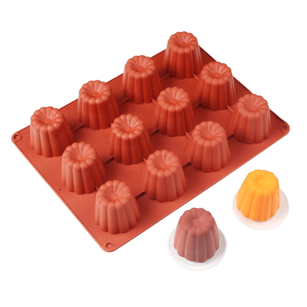 Canele Mold Silicone Canneles Mold Rectangular Spiral Donuts Round Flat Love Heart Shape Cake Silicone Baking Pan