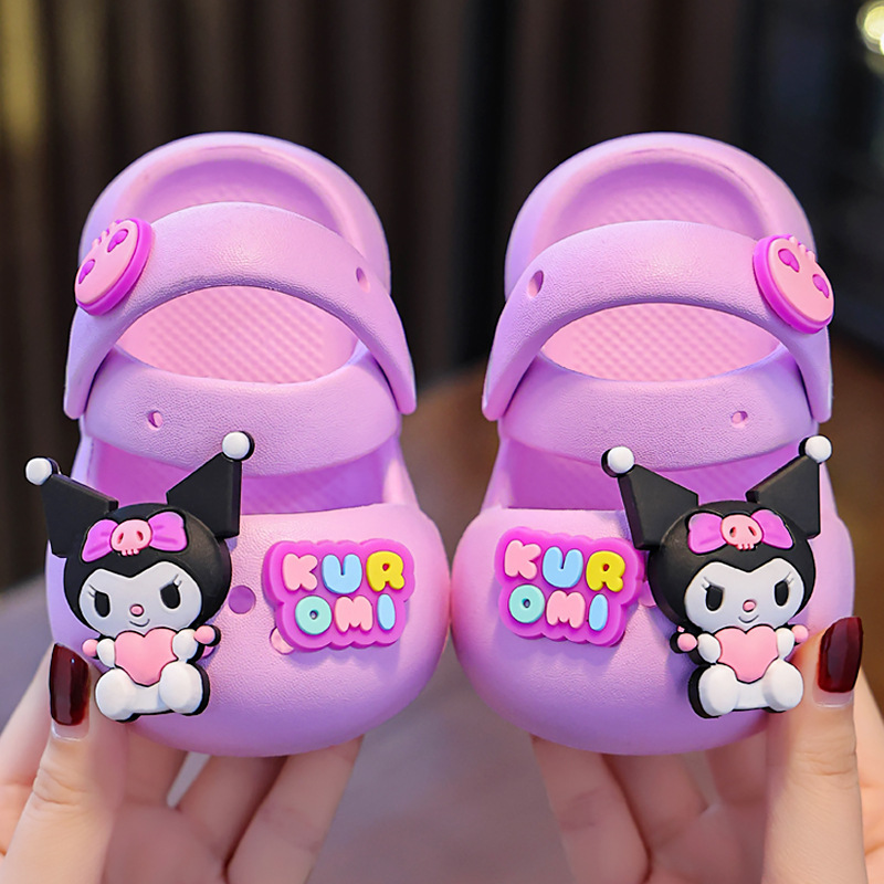 HOBIBEAR Guốc Sanrio dễ thương cho bé, dép chống trượt kuromi cho bé gái, dép trẻ em Mũ ngón chân cho trẻ em