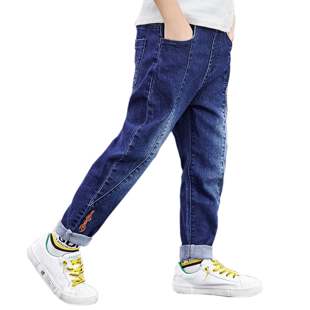 Trẻ em trai 4-11Y Quần jean thẳng denim Quần dài Quần áo trẻ em