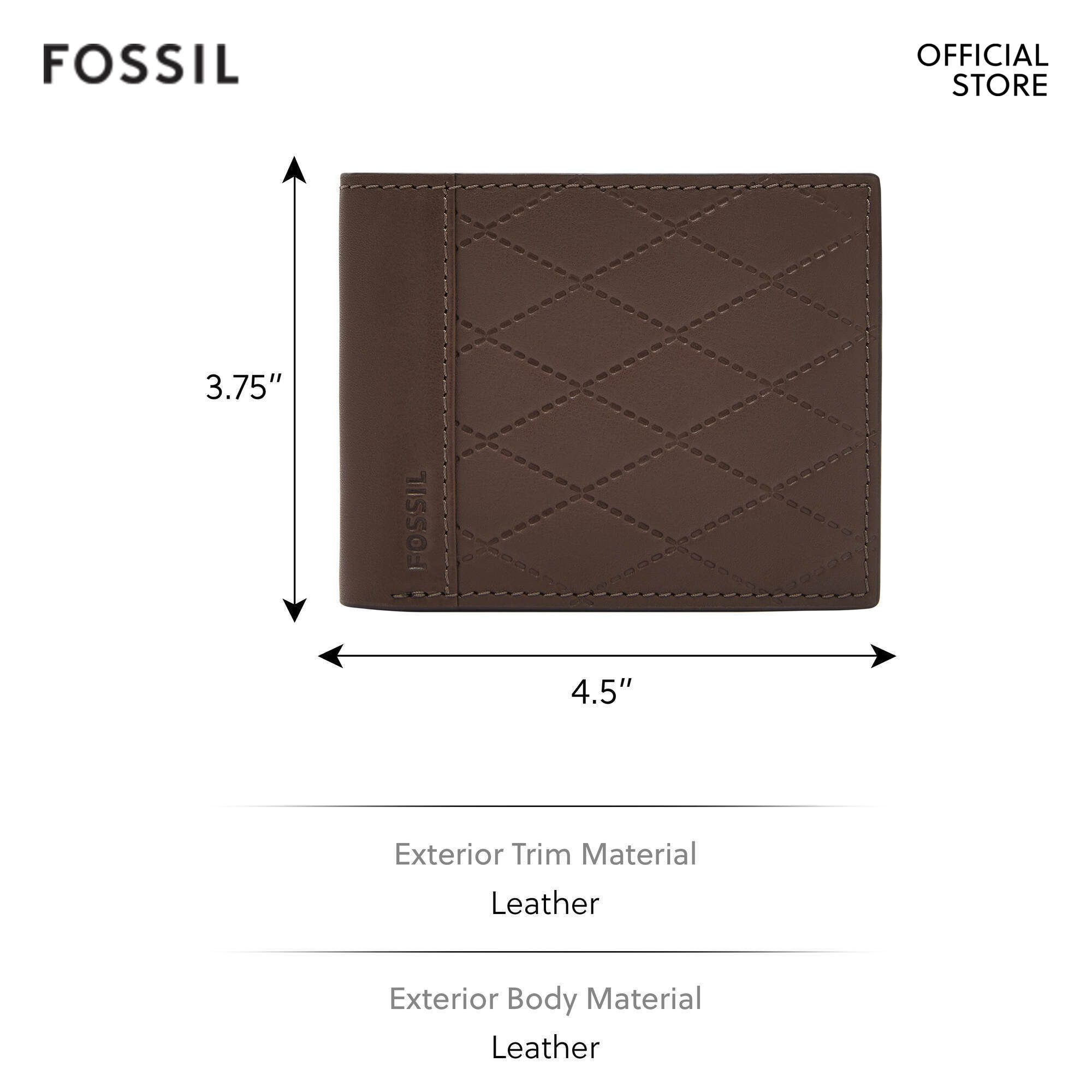 Fossil Male's Journee Dark Brown Leather Wallet SML1877202 | Lazada