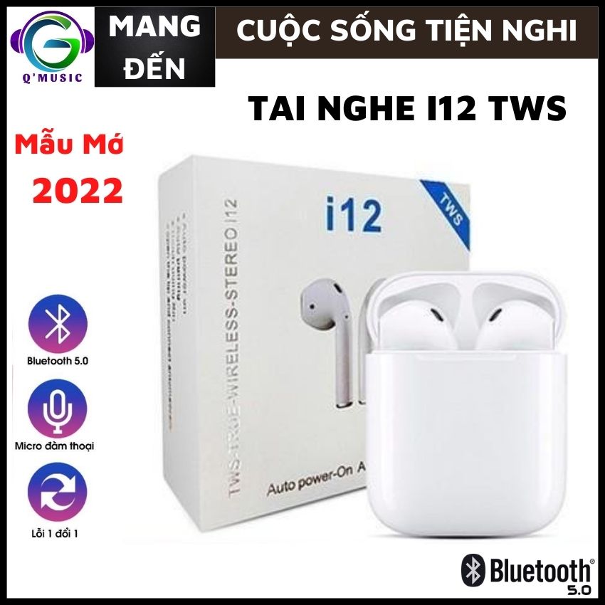 Tai Nghe I12  Bluetooth  Q3 Q'MUSIC  Bluetooth 5.0 Pin Trâu Âm Thanh Hifi Cực Hay Tương Thích Với Các Dòng SmartPhone