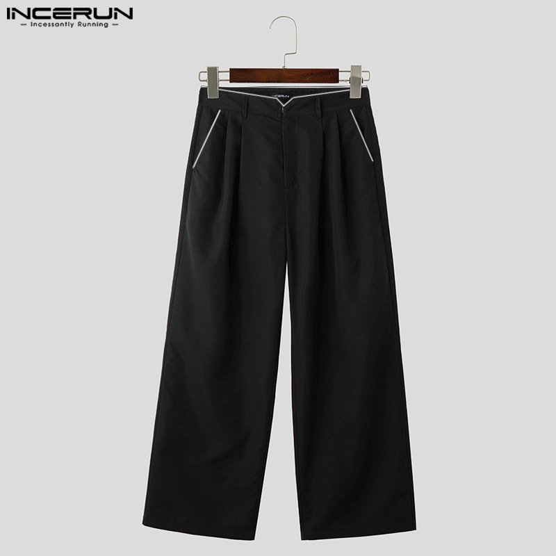 Medussa INCERUN Men's High Waist Pants Patchwork Loose Joggers Straight Trousers