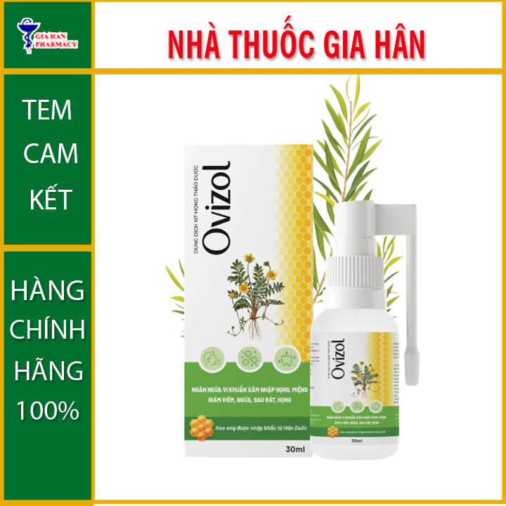 Ovizol dung dịch xịt họng thảo dược - Làm Sạch Họng Ngăn Ngừa Vi Khuẩn 30ml - Gia Hân